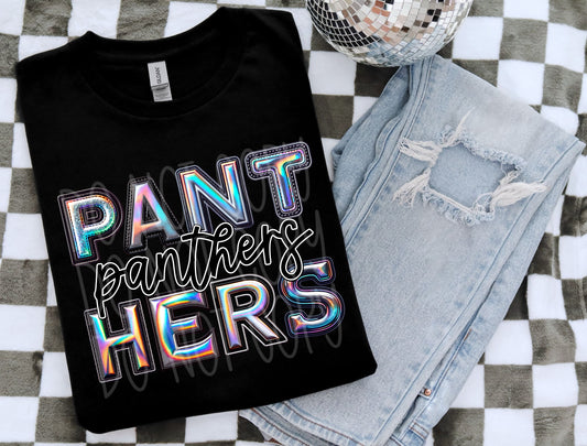 Panthers Mascot Iridescent Effect Ready to Press Transfer DTF Transfer Sublimation Transfer