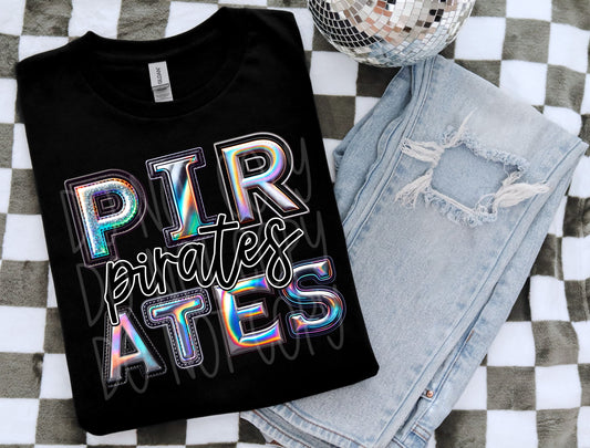 Pirates Mascot Iridescent Effect Ready to Press Transfer DTF Transfer Sublimation Transfer