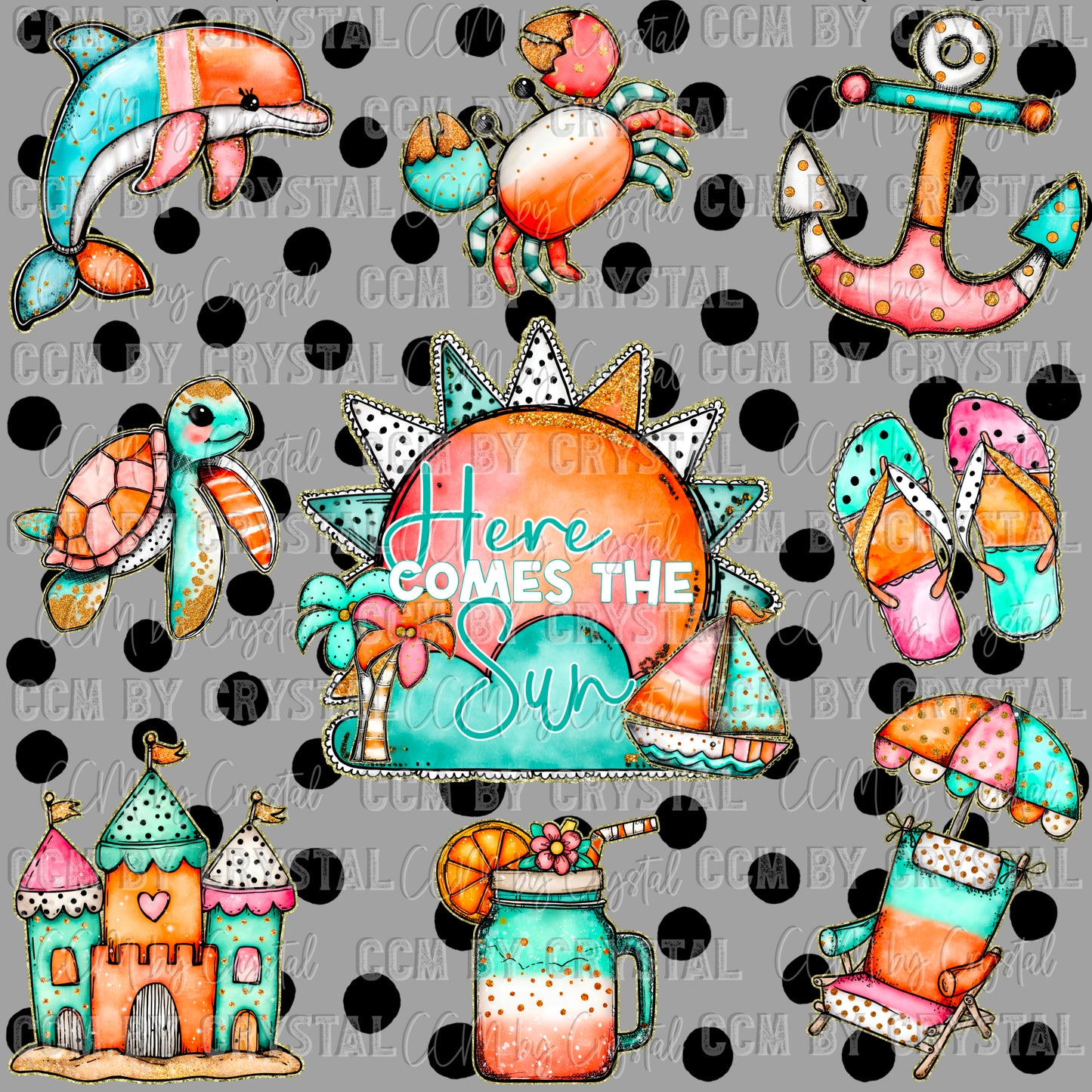 Here Comes the Sun Coquette Summertime Ready to Press Transfer DTF Transfer Sublimation Transfer