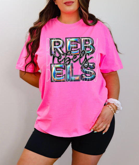 Rebels Mascot Iridescent Effect Ready to Press Transfer DTF Transfer Sublimation Transfer
