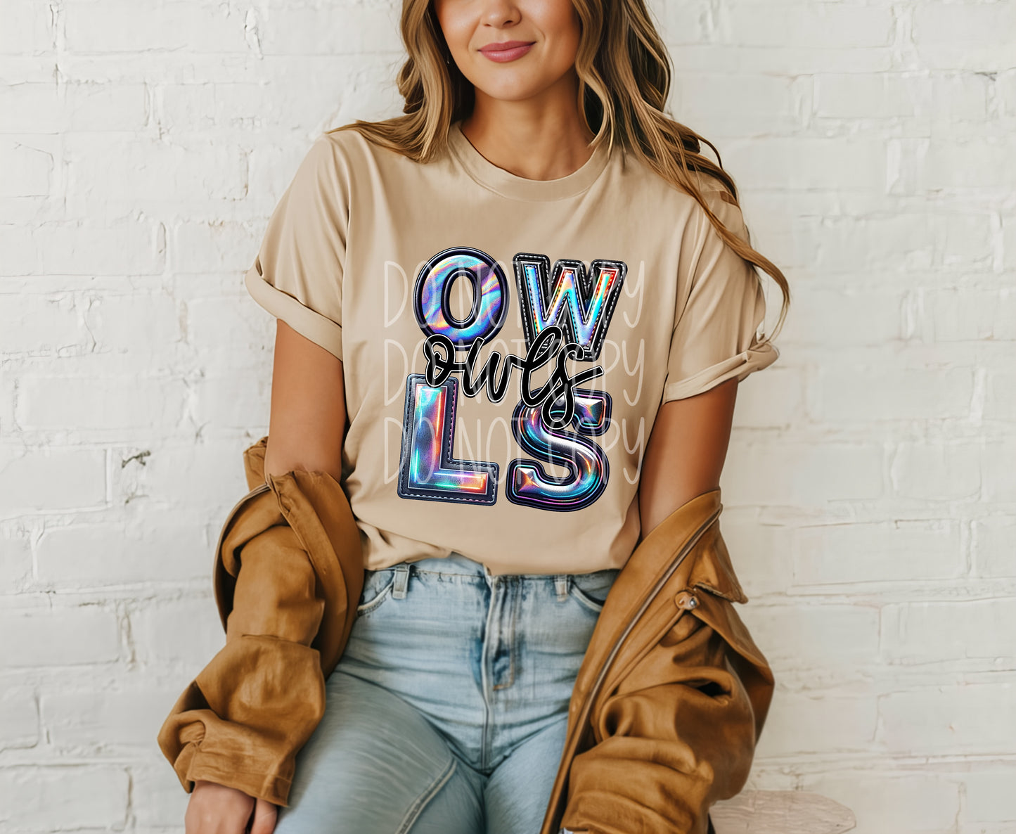 Owls Mascot Iridescent Effect Ready to Press Transfer DTF Transfer Sublimation Transfer