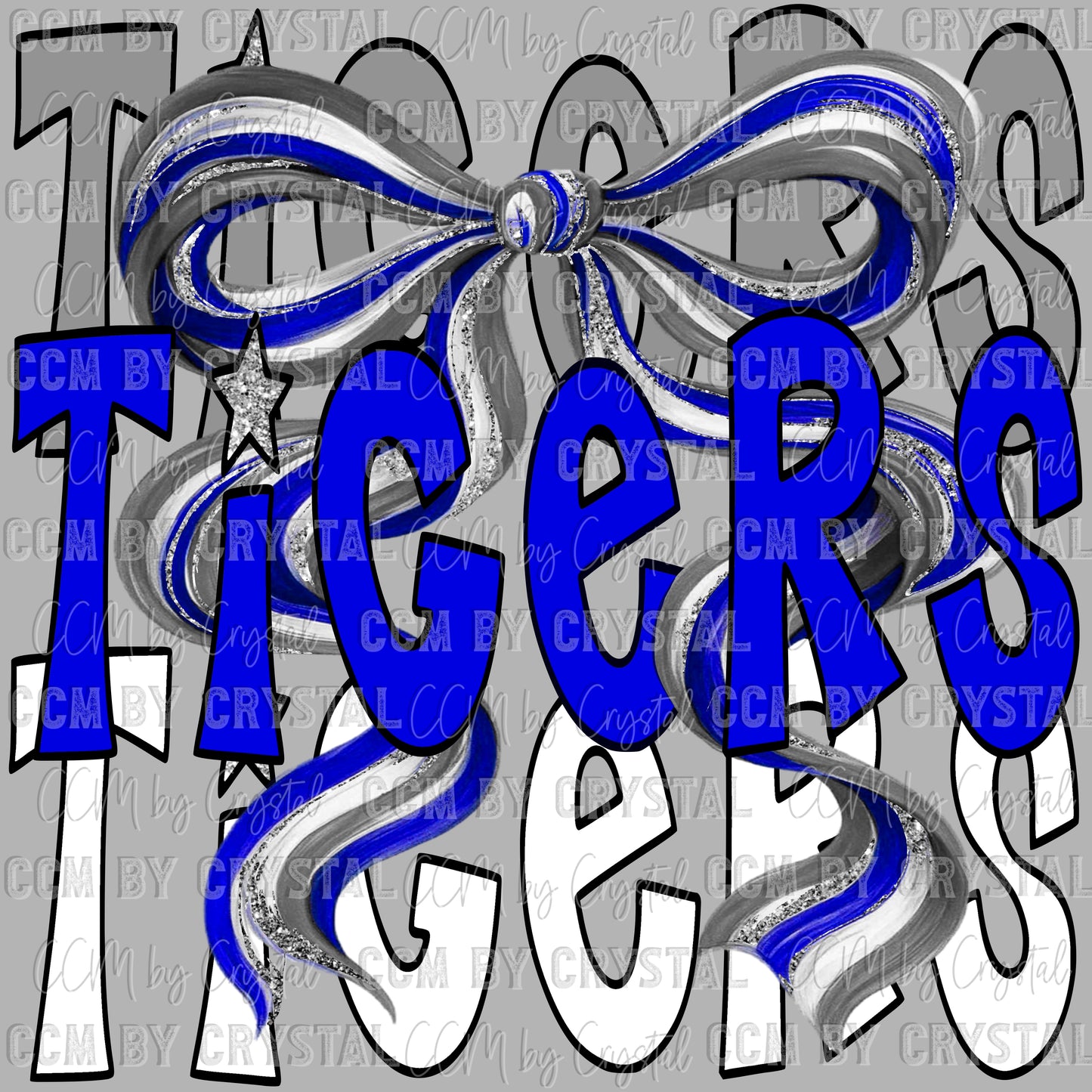Tigers Bow Mascot Ready to Press Transfer DTF Transfer Sublimation Transfer