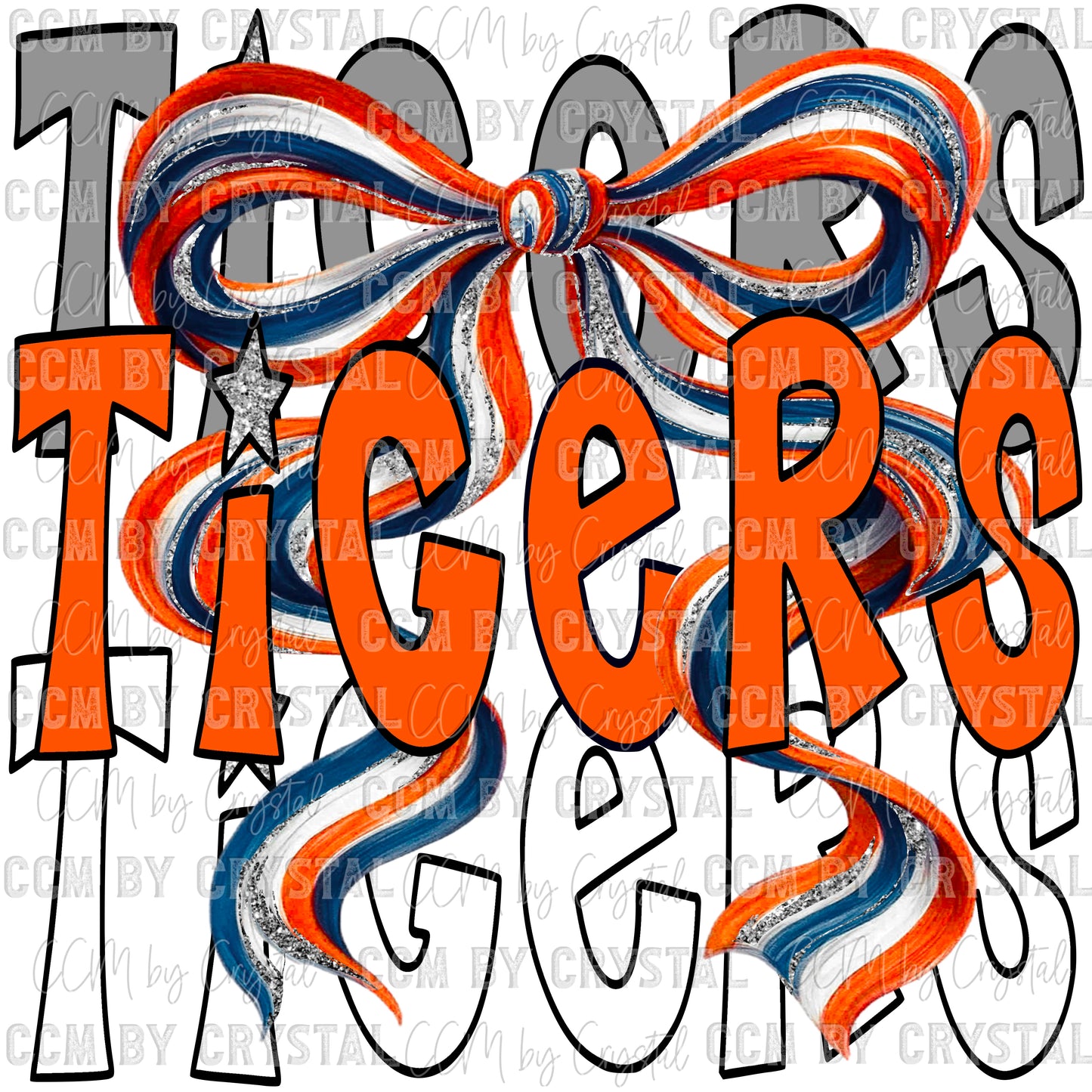 Tigers Bow Mascot Ready to Press Transfer DTF Transfer Sublimation Transfer