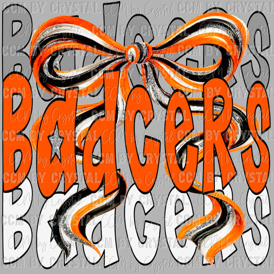 Badgers Bow Mascot Ready to Press Transfer DTF Transfer Sublimation Transfer