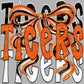 Tigers Bow Orange Black and white Mascot Ready to Press Transfer DTF Transfer Sublimation Transfer