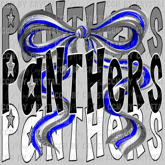 Panthers Bow Orange Black and white Mascot Ready to Press Transfer DTF Transfer Sublimation Transfer