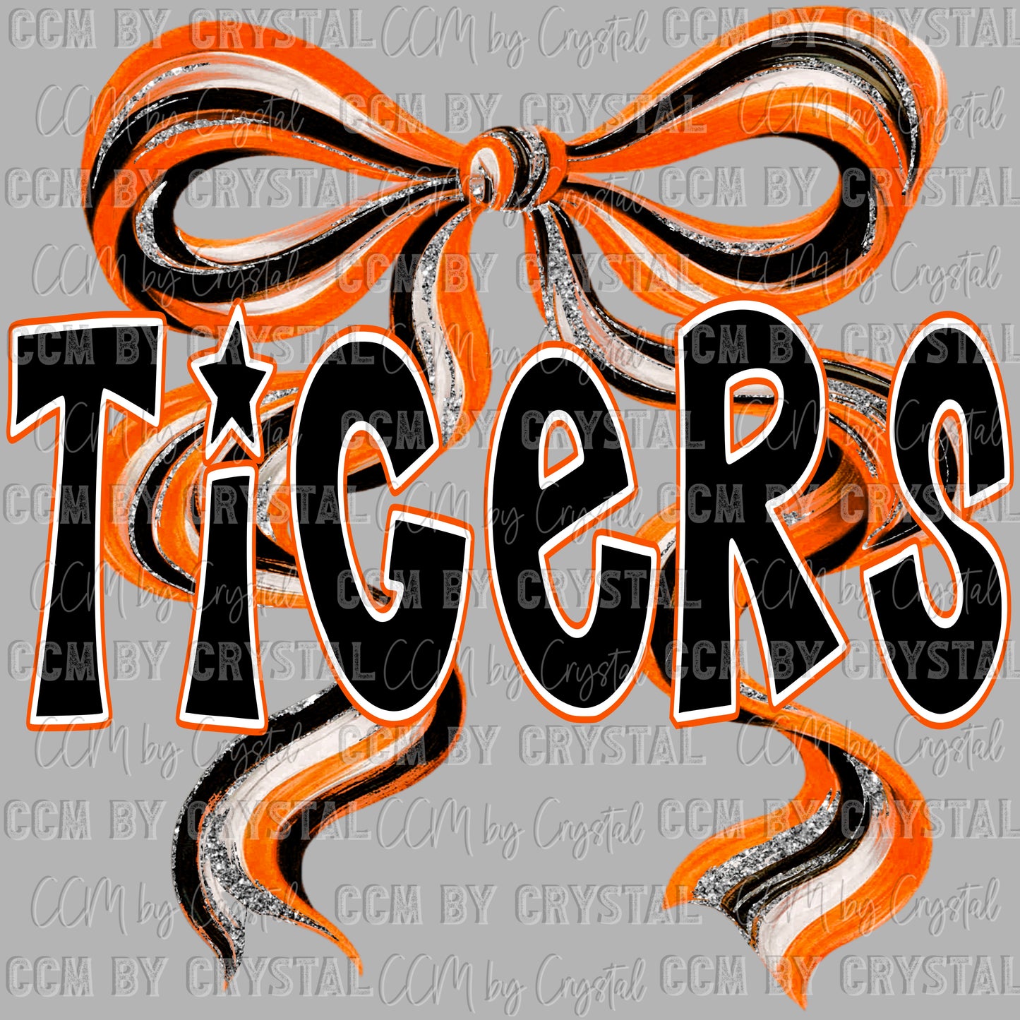 Tigers Bow Mascot Ready to Press Transfer DTF Transfer Sublimation Transfer