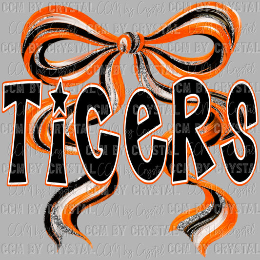 Tigers Bow Mascot Ready to Press Transfer DTF Transfer Sublimation Transfer