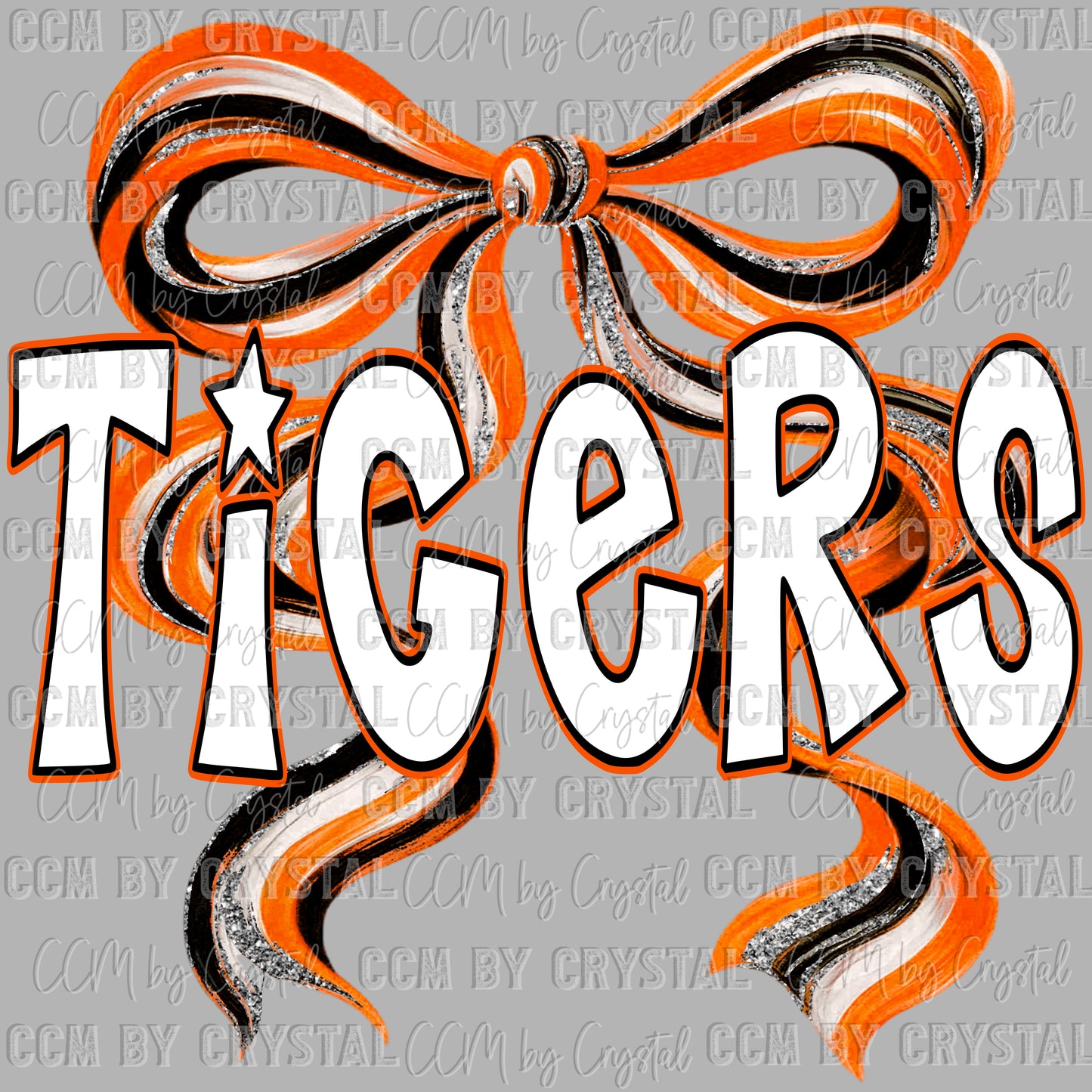 Tigers Bow Mascot Ready to Press Transfer DTF Transfer Sublimation Transfer
