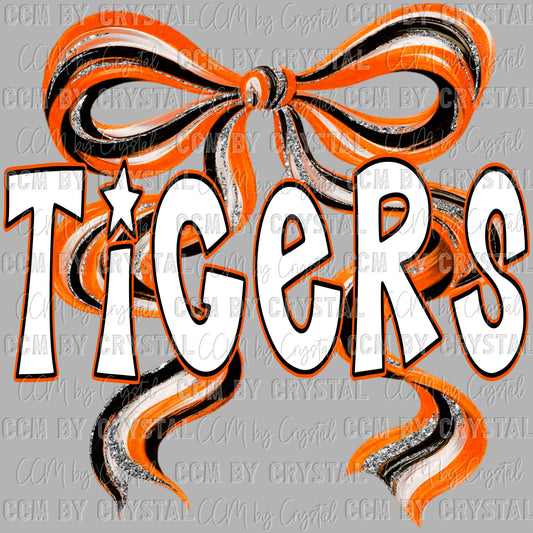 Tigers Bow Mascot Ready to Press Transfer DTF Transfer Sublimation Transfer