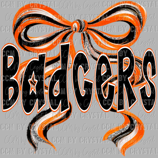 Badgers Bow Mascot Ready to Press Transfer DTF Transfer Sublimation Transfer