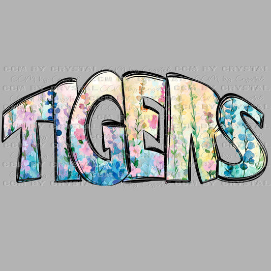Tigers FloralMascot Ready to Press Transfer DTF Transfer Sublimation Transfer