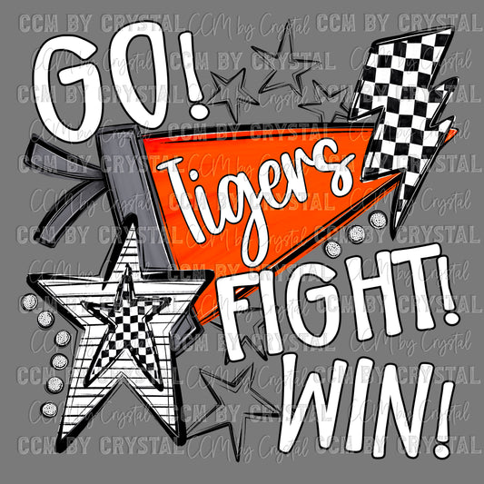 Go Fight Win Tigers Mascot Ready to Press Transfer DTF Transfer