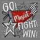 Personalized Faux Glitter Go Fight Win Mascot Ready to Press Transfer DTF Transfer