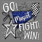 Personalized Faux Glitter Go Fight Win Mascot Ready to Press Transfer DTF Transfer