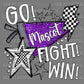 Personalized Faux Glitter Go Fight Win Mascot Ready to Press Transfer DTF Transfer
