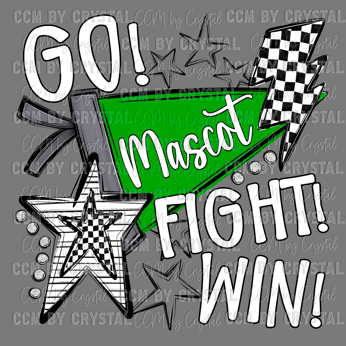 Personalized Go Fight Win Mascot Ready to Press Transfer DTF Transfer