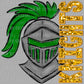 Knights Mascot Faux Embroidery Faux Sequins Ready to Press Transfer DTF Transfer Sublimation Transfer