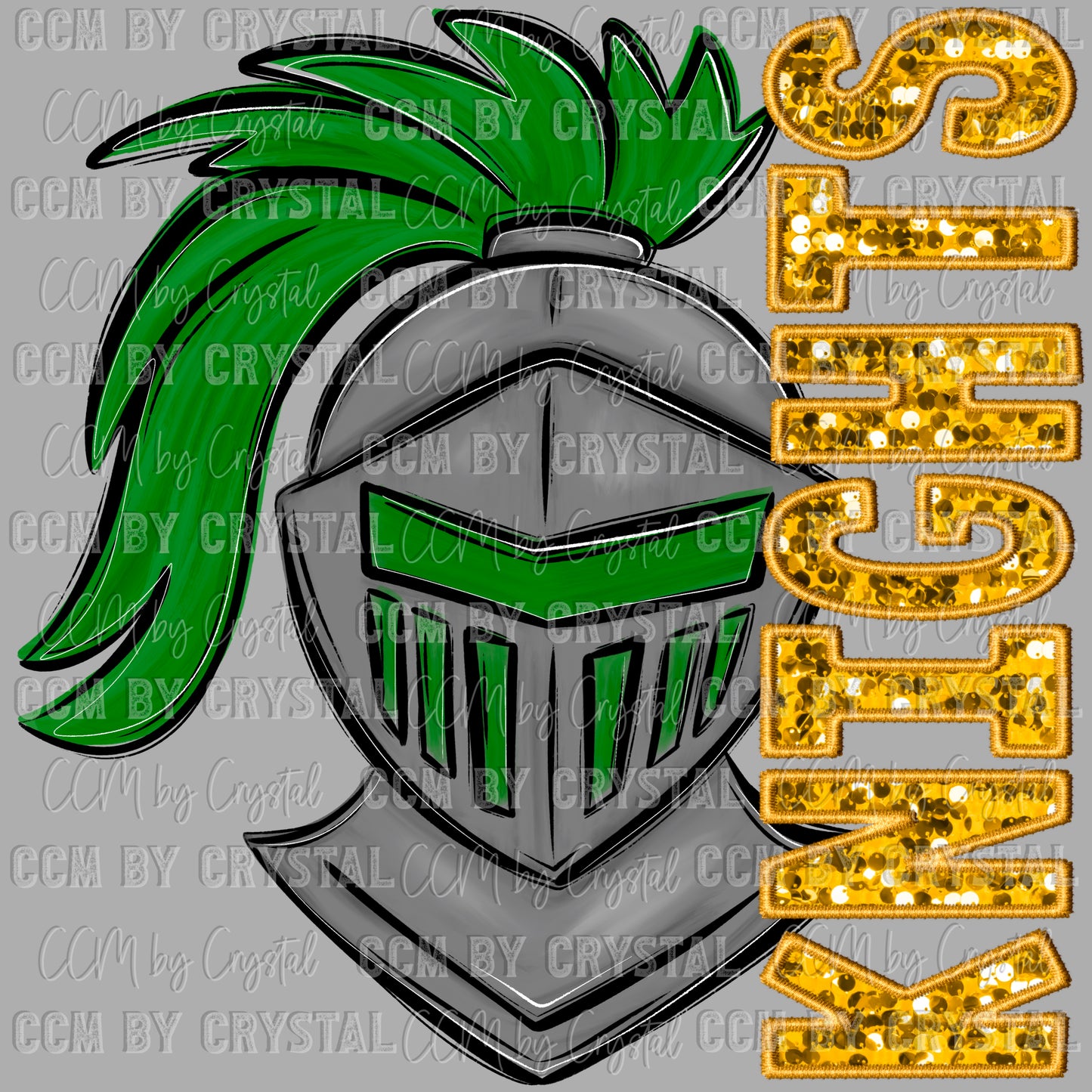 Knights Mascot Faux Embroidery Faux Sequins Ready to Press Transfer DTF Transfer Sublimation Transfer