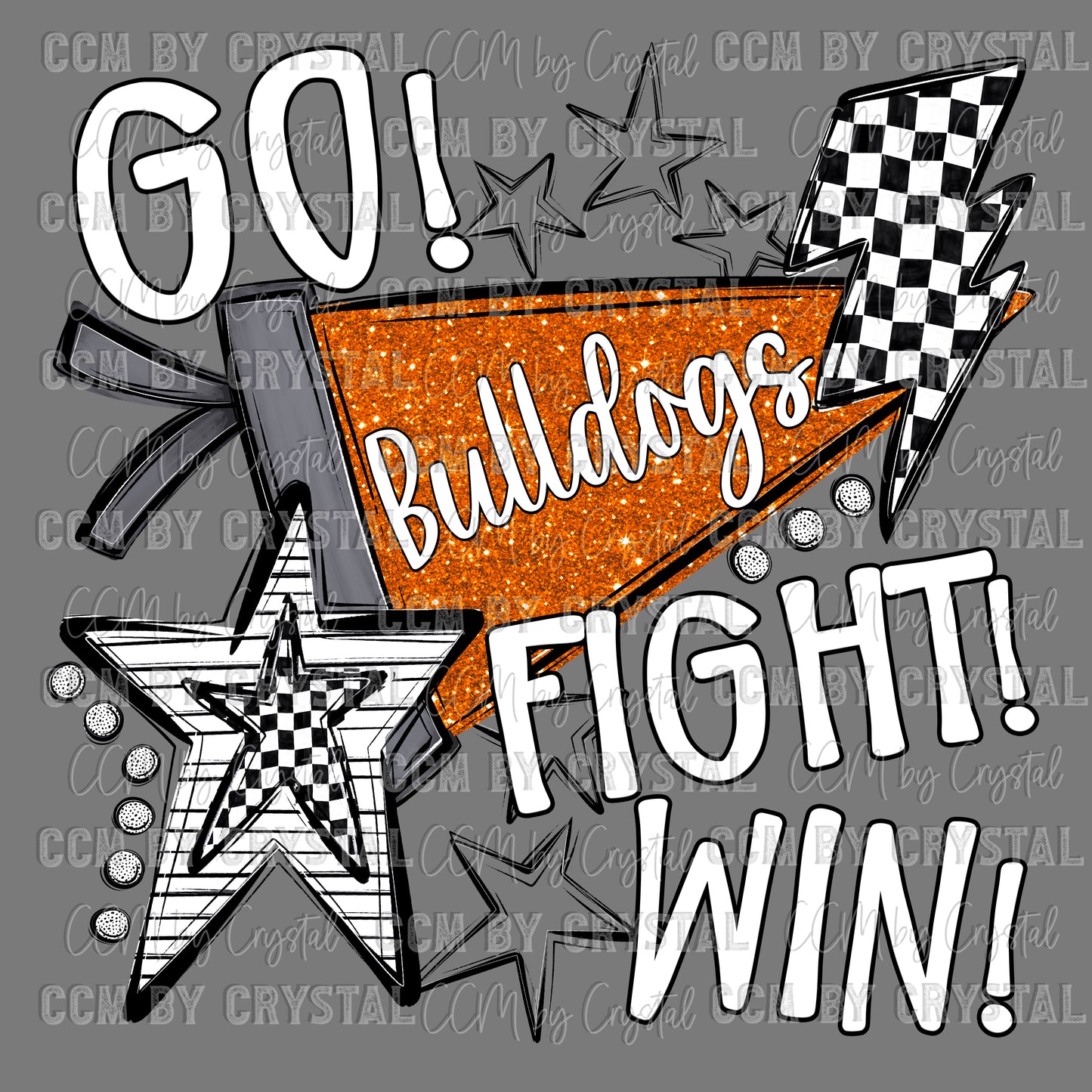 Go Fight Win Bulldogs Mascot Ready to Press Transfer DTF Transfer