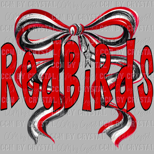 Redbirds Long bow Mascot Ready to Press Transfer DTF Transfer Sublimation Transfer