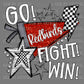 Go Fight Win Redbirds Mascot Faux Glitter Ready to Press Transfer DTF Transfer