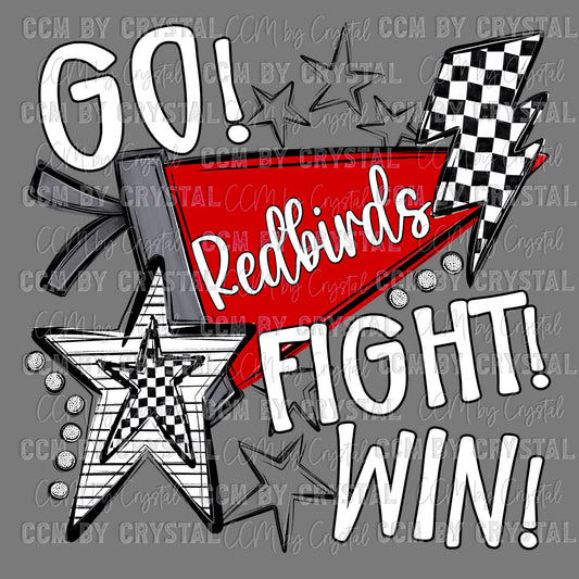 Go Fight Win Redbirds Mascot Ready to Press Transfer DTF Transfer