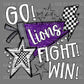 Go Fight Win Lions Mascot Ready to Press Transfer DTF Transfer
