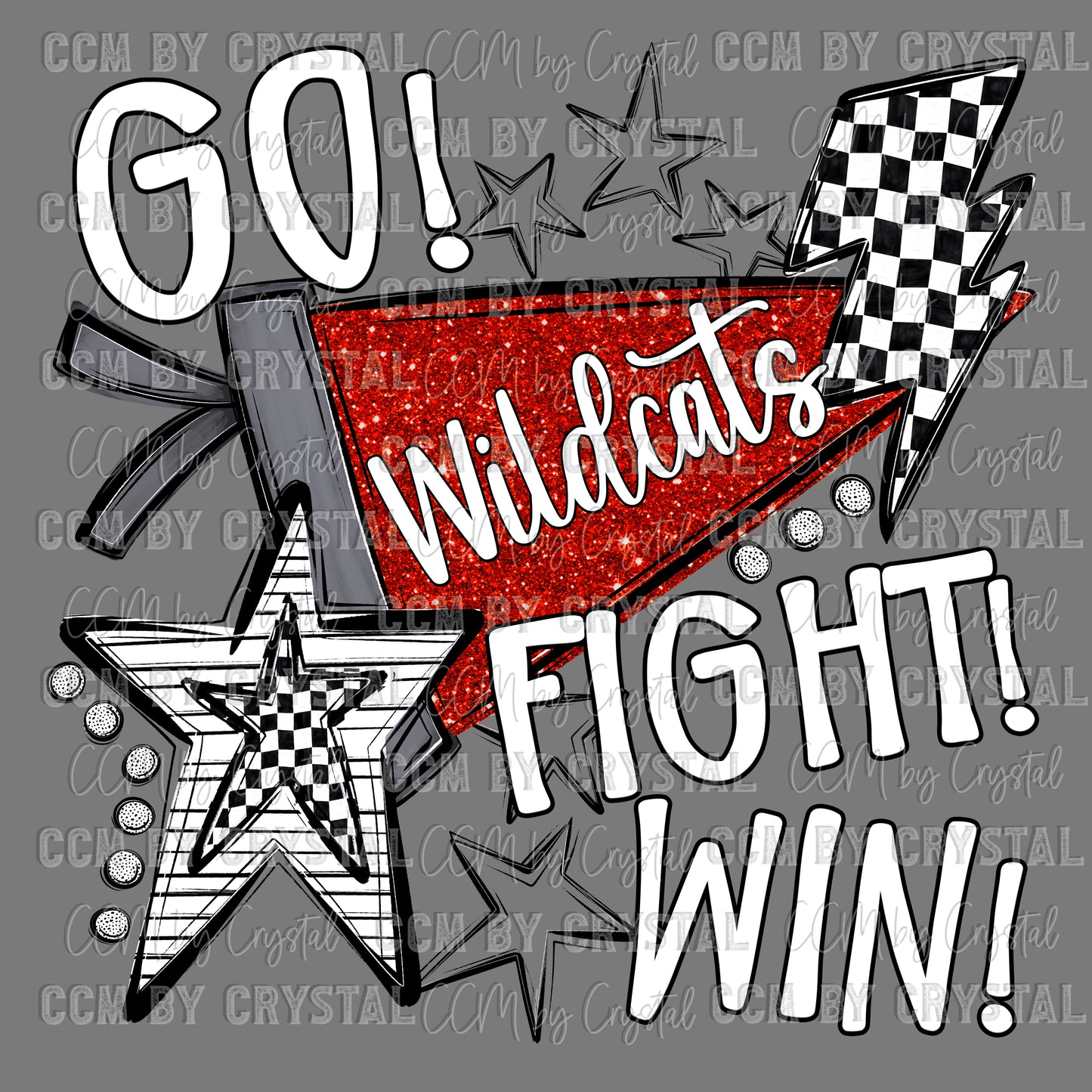 Go Fight Win Wildcats Mascot Ready to Press Transfer DTF Transfer