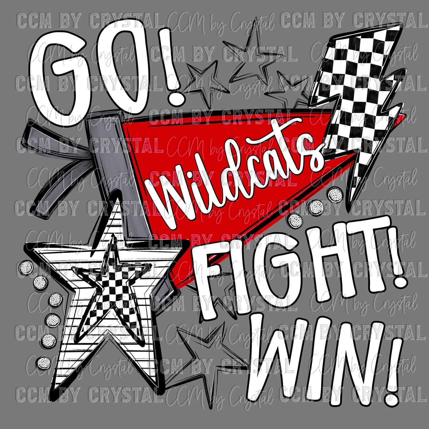 Go Fight Win Wildcats Mascot Ready to Press Transfer DTF Transfer