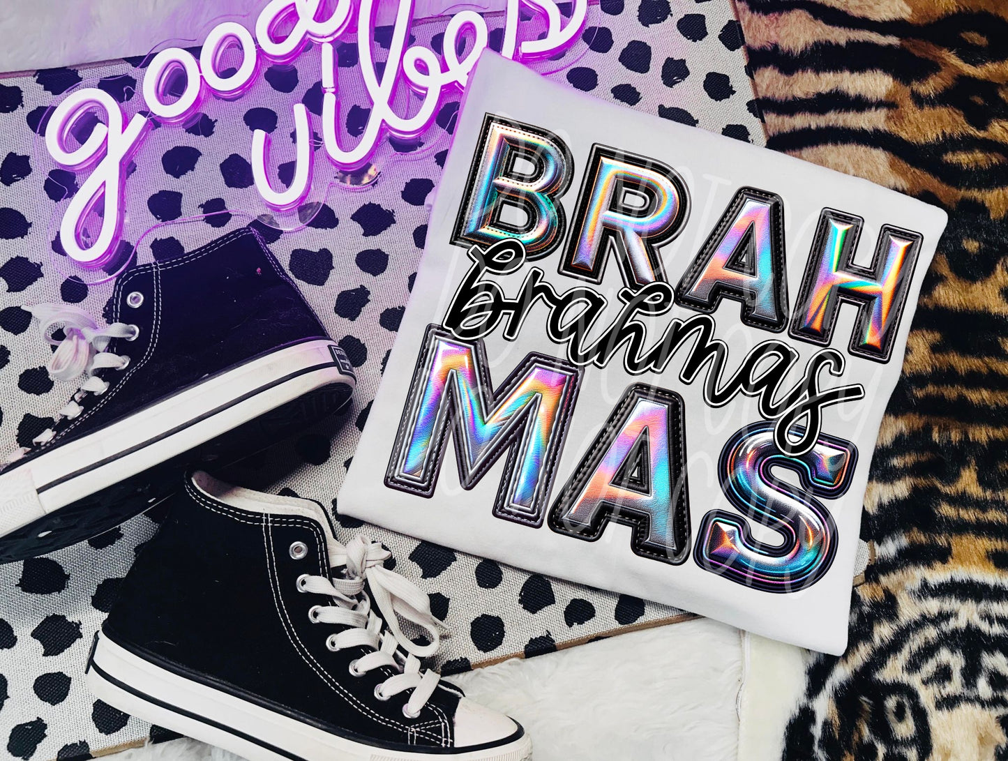 Brahmas Mascot Iridescent Effect Ready to Press Transfer DTF Transfer Sublimation Transfer