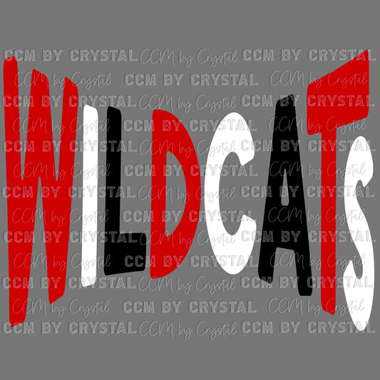 Wildcats Red Whit Black Mascot Ready to Press Transfer DTF Transfer