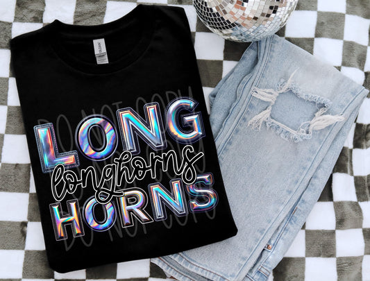 Longhorns Mascot Iridescent Effect Ready to Press Transfer DTF Transfer Sublimation Transfer