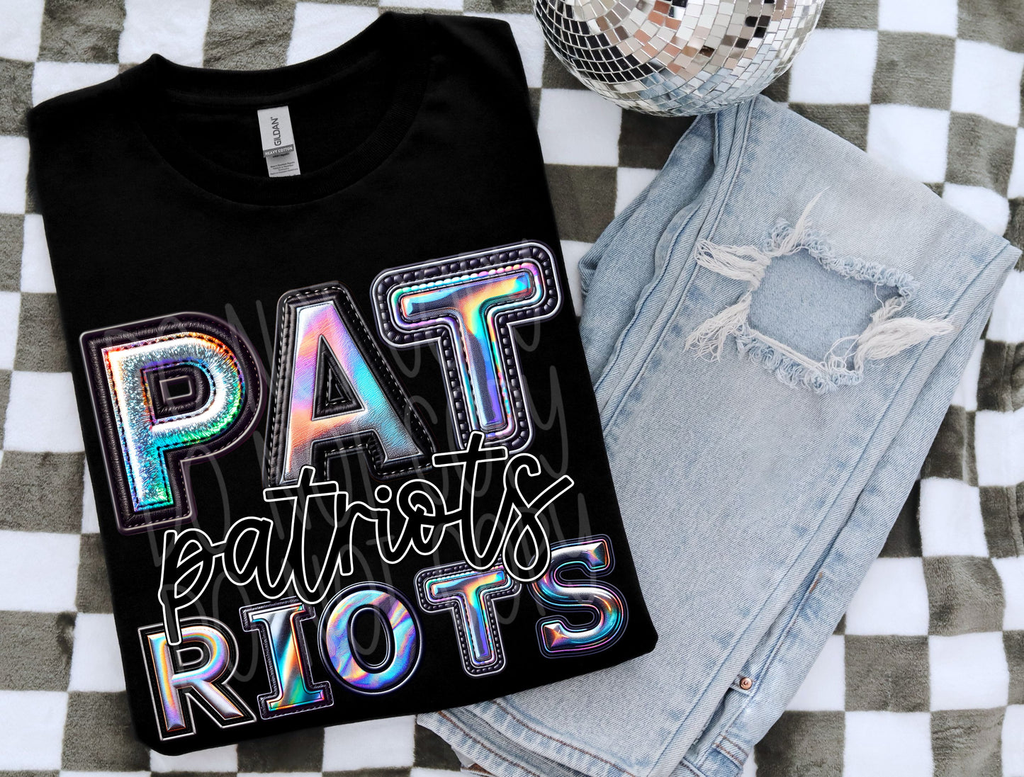 Patriots Mascot Iridescent Effect Ready to Press Transfer DTF Transfer Sublimation Transfer
