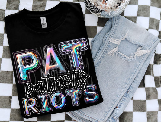 Patriots Mascot Iridescent Effect Ready to Press Transfer DTF Transfer Sublimation Transfer