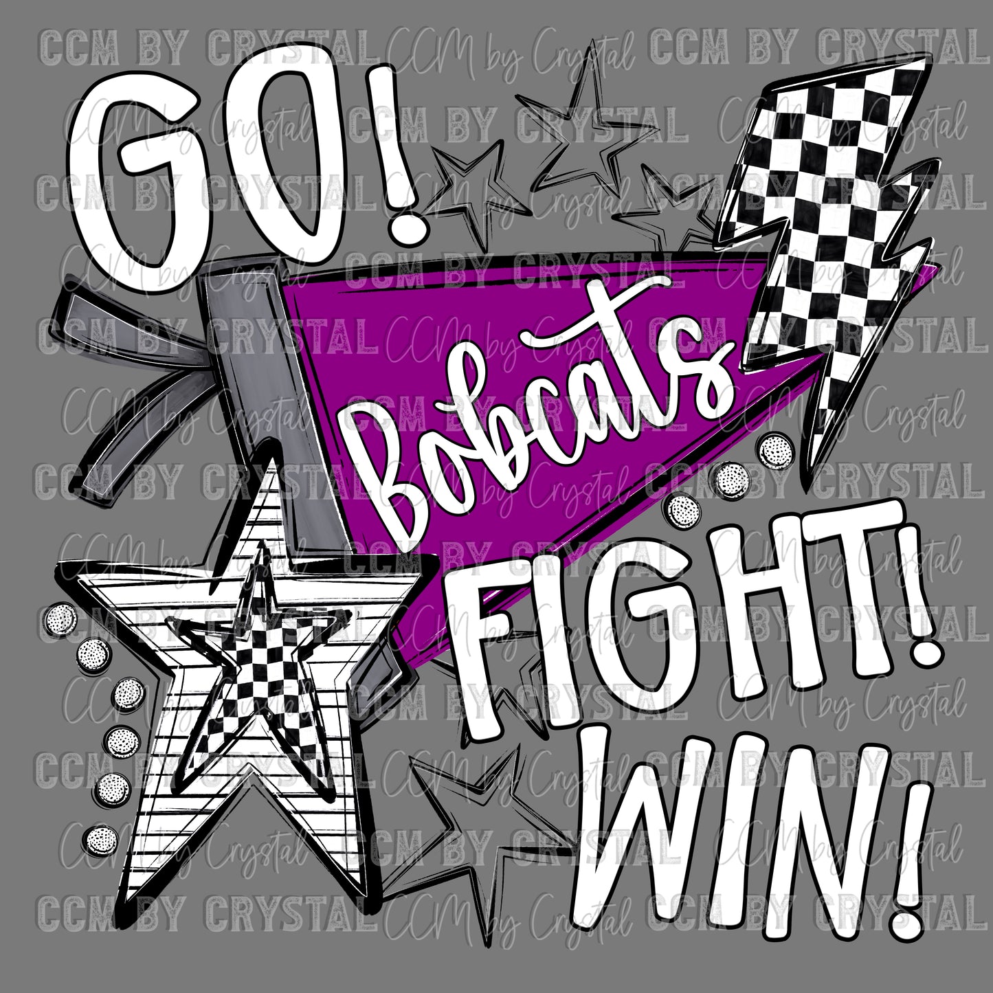 Go Fight Win Bobcats Mascot Ready to Press Transfer DTF Transfer