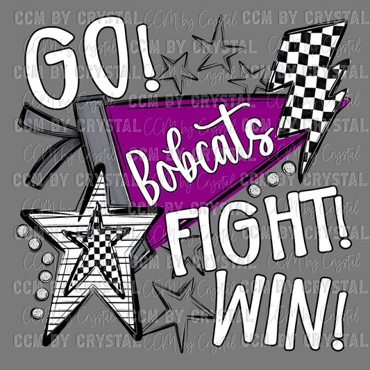 Go Fight Win Bobcats Mascot Ready to Press Transfer DTF Transfer