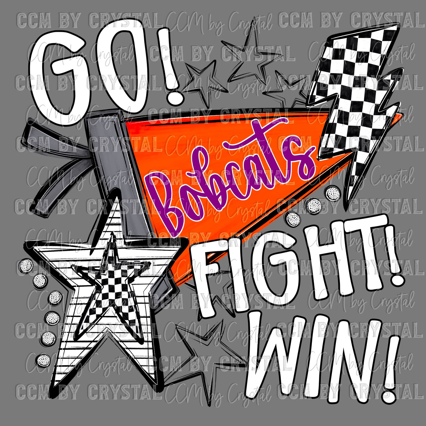 Go Fight Win Bobcats Mascot Ready to Press Transfer DTF Transfer