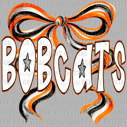 Bobcats Long Tail Bow Mascot Ready to Press Transfer DTF Transfer