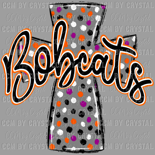 Bobcats Cross Mascot Orange and Purple Ready to Press Transfer DTF Transfer Sublimation Transfer