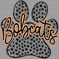 Bobcats Paw Orange Mascot Ready to Press Transfer DTF Transfer Sublimation Transfer