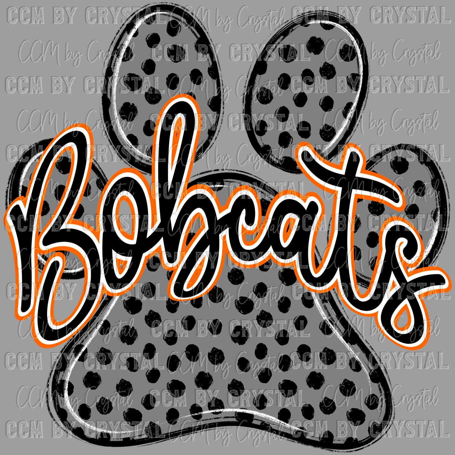 Bobcats Paw Orange Mascot Ready to Press Transfer DTF Transfer Sublimation Transfer