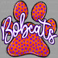 Bobcats Paw Orange and Purple Mascot Ready to Press Transfer DTF Transfer Sublimation Transfer