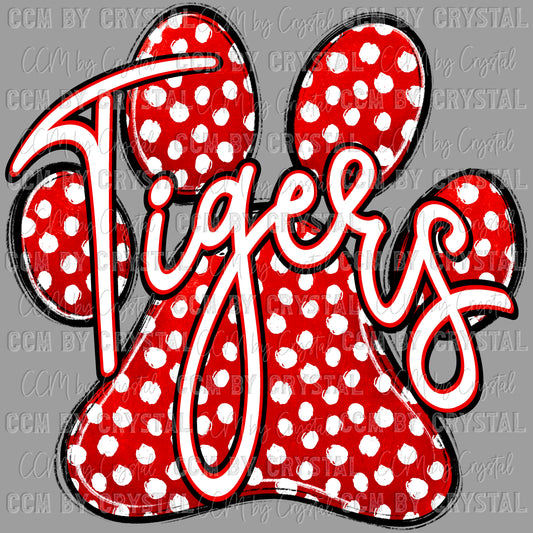 Tigers Paw Red Mascot Ready to Press Transfer DTF Transfer Sublimation Transfer
