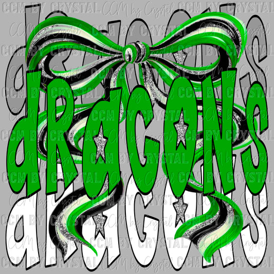 Dragons Mascot Green Ready to Press Transfer DTF Transfer Sublimation Transfer