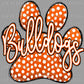 Bulldogs paw orange Mascot Ready to Press Transfer DTF Transfer Sublimation Transfer