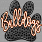 Bulldogs paw orange Mascot Ready to Press Transfer DTF Transfer Sublimation Transfer