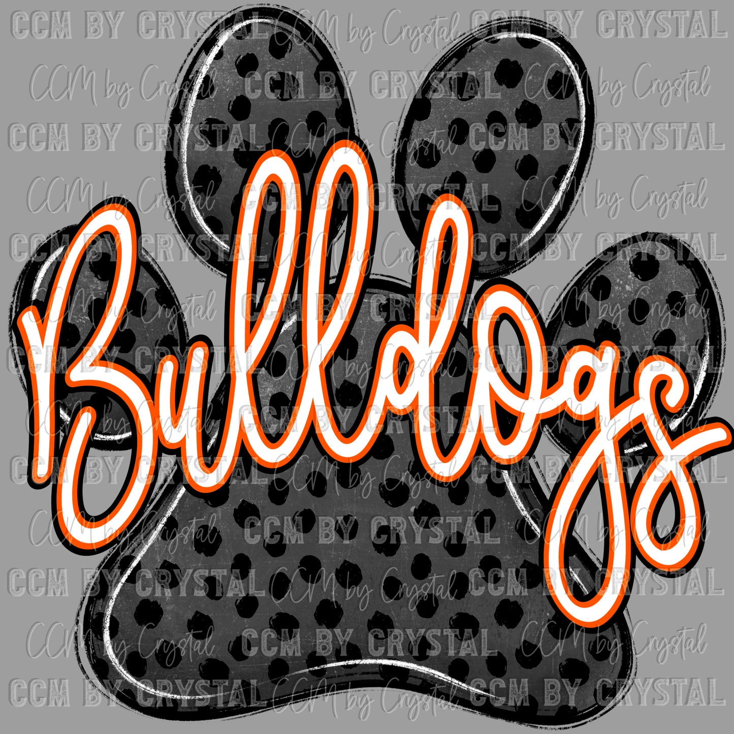 Bulldogs paw orange Mascot Ready to Press Transfer DTF Transfer Sublimation Transfer