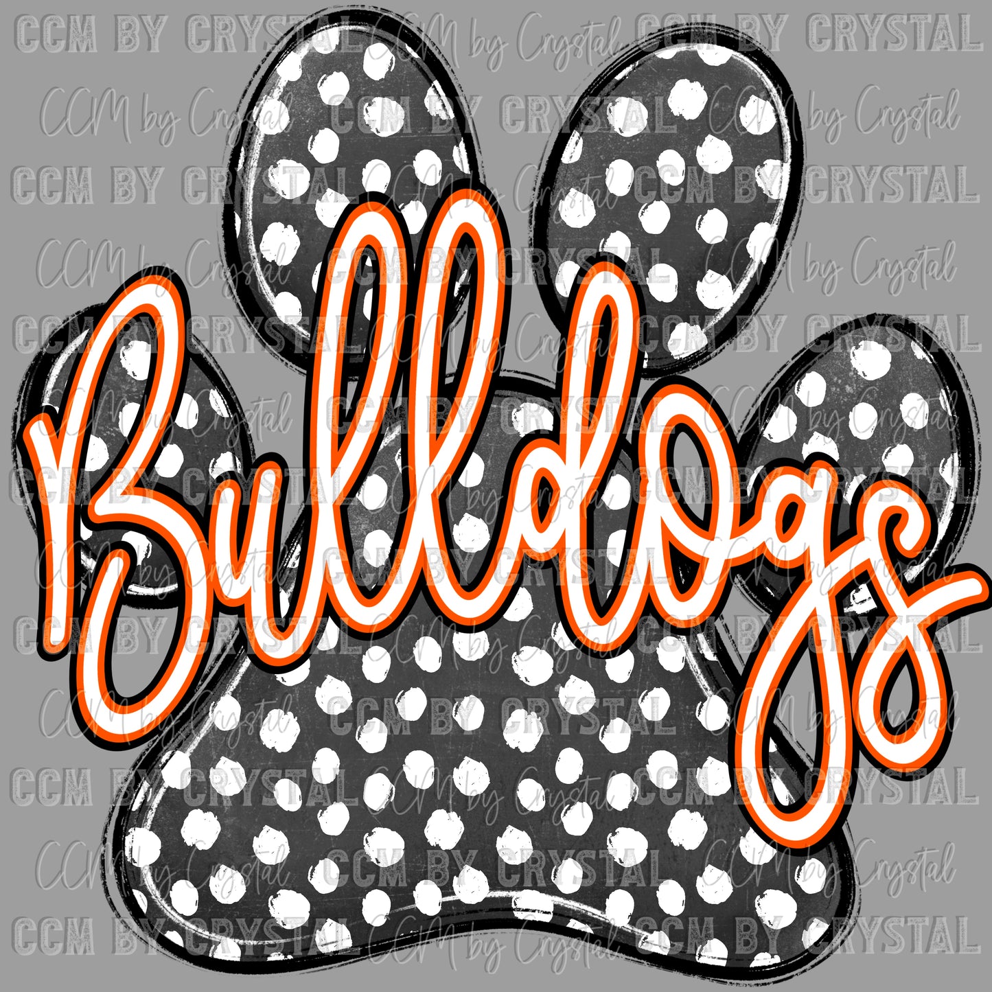 Bulldogs paw orange Mascot Ready to Press Transfer DTF Transfer Sublimation Transfer