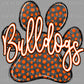 Bulldogs paw orange Mascot Ready to Press Transfer DTF Transfer Sublimation Transfer